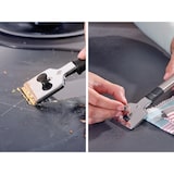 thumbnail of Leifheit raschietto per piano di cottura in acciaio per rimozione cibo bruciato 3 lame in dotazione chiusura con sistema protezione da taglio argento