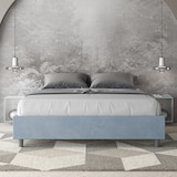 thumbnail of Letto Sommier contenitore imbottito 160x190 microfibra azzurro Azelia