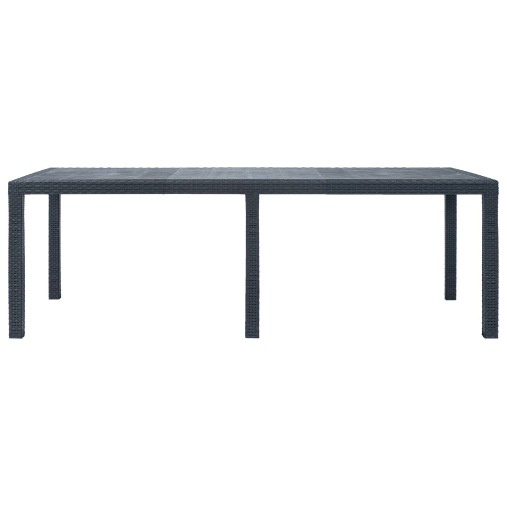 vidaXL Gartentisch Anthrazit 220x90x72 cm Kunststoff Rattan-Optik