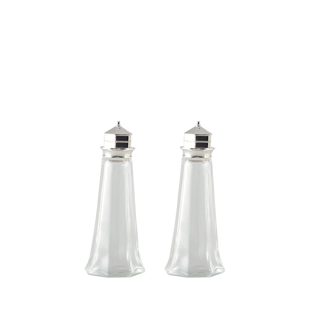 Salière et poivrière argent 4.6x4.6x11.5cm