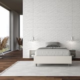 thumbnail of Französisches Doppelbett mit gepolstertem Behälter 140x200, weißem Kunstleder Azelia