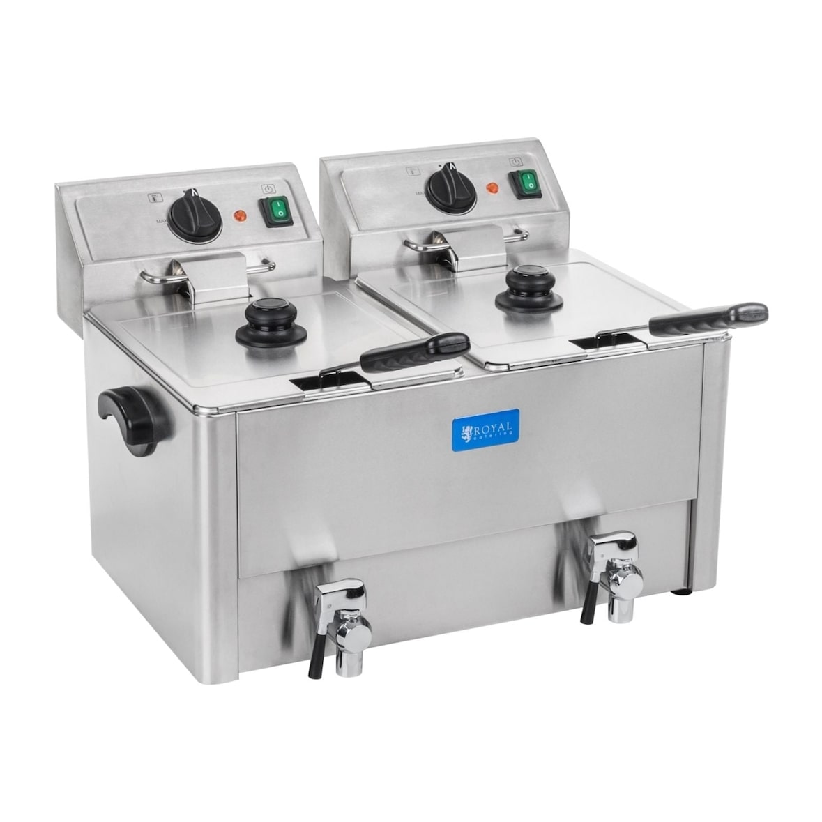 Helloshop26 - Friteuse acier inox 2 bacs 13 litres cuve amovible avec minuterie thermostat EGO professionnelle 3614021