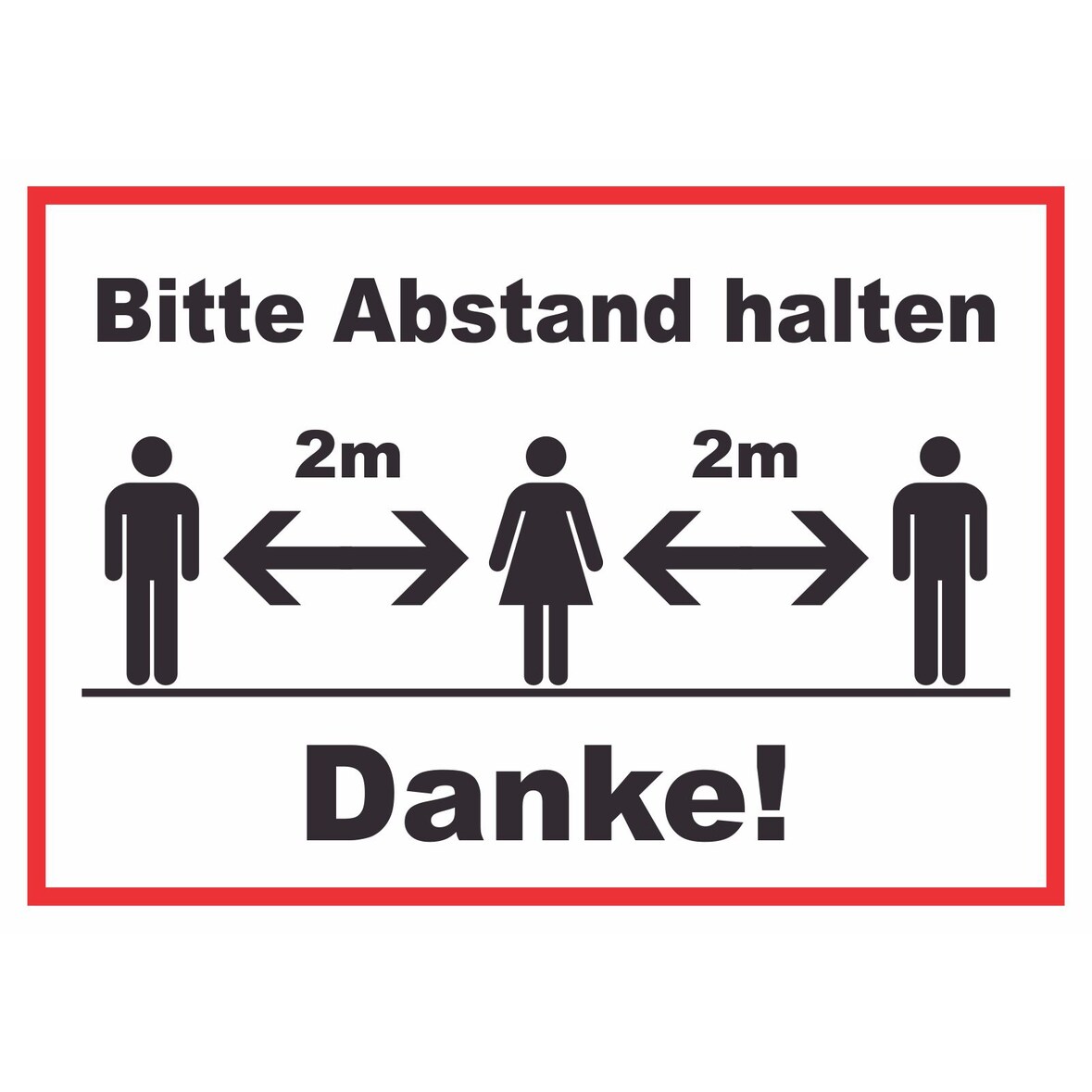 Bitte 2m Abstand halten Schild A4 (210x297mm)