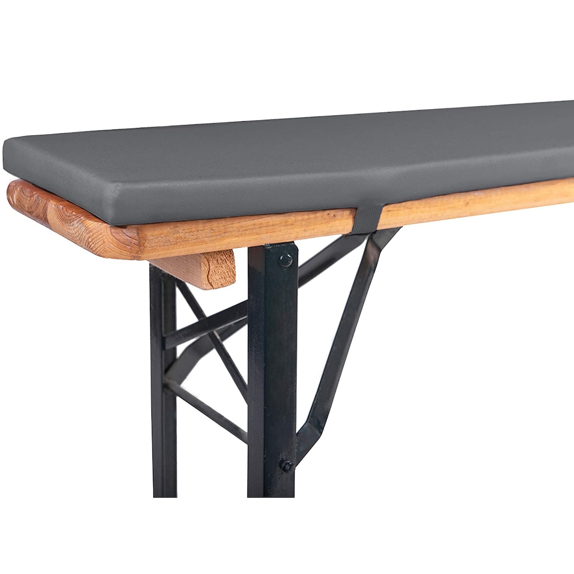 TexDeko Bierbankauflage gepolstert 220x25x2cm waschbar mit Reißverschluss für Bierzeltgarnitur Bankauflage zum selber aufziehen (Anthrazit)