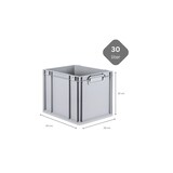 thumbnail of PROREGAL 5x Eurobox NextGen Grip mit Scharnierdeckel & roten Verschlüssen | HxBxT 32x30x40cm | 30 Liter | Griffe geschlossen | Glatter Boden