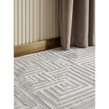 thumbnail of Teppich Kurzflor 3D-Effekt Modern Waschbar Strapazierfähig Esszimmer Flur OEKO-TEX Silber 140x200 cm Gekettelt – ILLER von Kadima Design