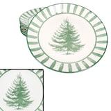 thumbnail of 6x Wald grün Speiseteller Steingut 6 Personen Essteller Weihnachten Streifen