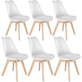 thumbnail of tectake Lot 6 chaises salle à manger style scandinave forme ergonomique blanc - 406098