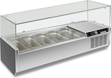 thumbnail of Edelstahl-Kühlvitrine für 5 GN1/3. Temperatur +2°C/+8°C. Elektronischer Thermostat. Maße LxBxH 140x39,5x43,5 cm. RWX1402