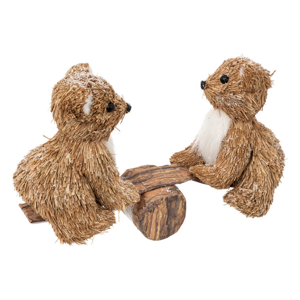 Déco Noël 2 Ours Brun sur balancoire L 27 cm