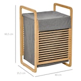 thumbnail of Cesto para Ropa Sucia de Bambú Cesto Rectangular de Ropa Portátil con Tapa y Bolsa Extraíble Mueble de Baño Dormitorio 40x35,5x60,5 cm Natural y Gris