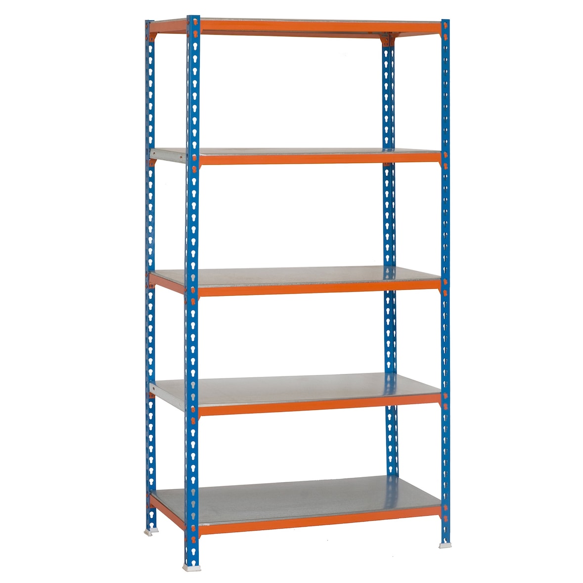 SimonRack Rayonnage métallique, 2000x1000x500 mm, 5 niveaux, tablette métallique, 180 kg au point de flexion, Bleu/Orange/Galvanisé - Simonclick
