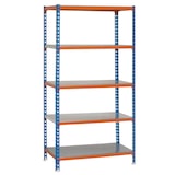 thumbnail of SimonRack Rayonnage métallique, 2000x1000x500 mm, 5 niveaux, tablette métallique, 180 kg au point de flexion, Bleu/Orange/Galvanisé - Simonclick