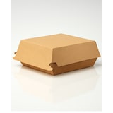 thumbnail of Hamburger-Box klein 300 Stk, to go, take away, biologisch abbaubar, natürliches Design, weiße Innenschicht