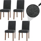 thumbnail of CHEFGASTRO 4er-Set Esszimmerstuhl klassisch und zeitlos HxBxT 90x42x50cm Sitzhöhe 47cm Stoff/Textil Chenille Holz naturfarbene Beine Dunkelgrau