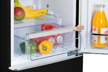 FrigeluX Réfrigérateur combiné design rétro 255L dont congélateur 4* de 63L, Noir CB255RNA++