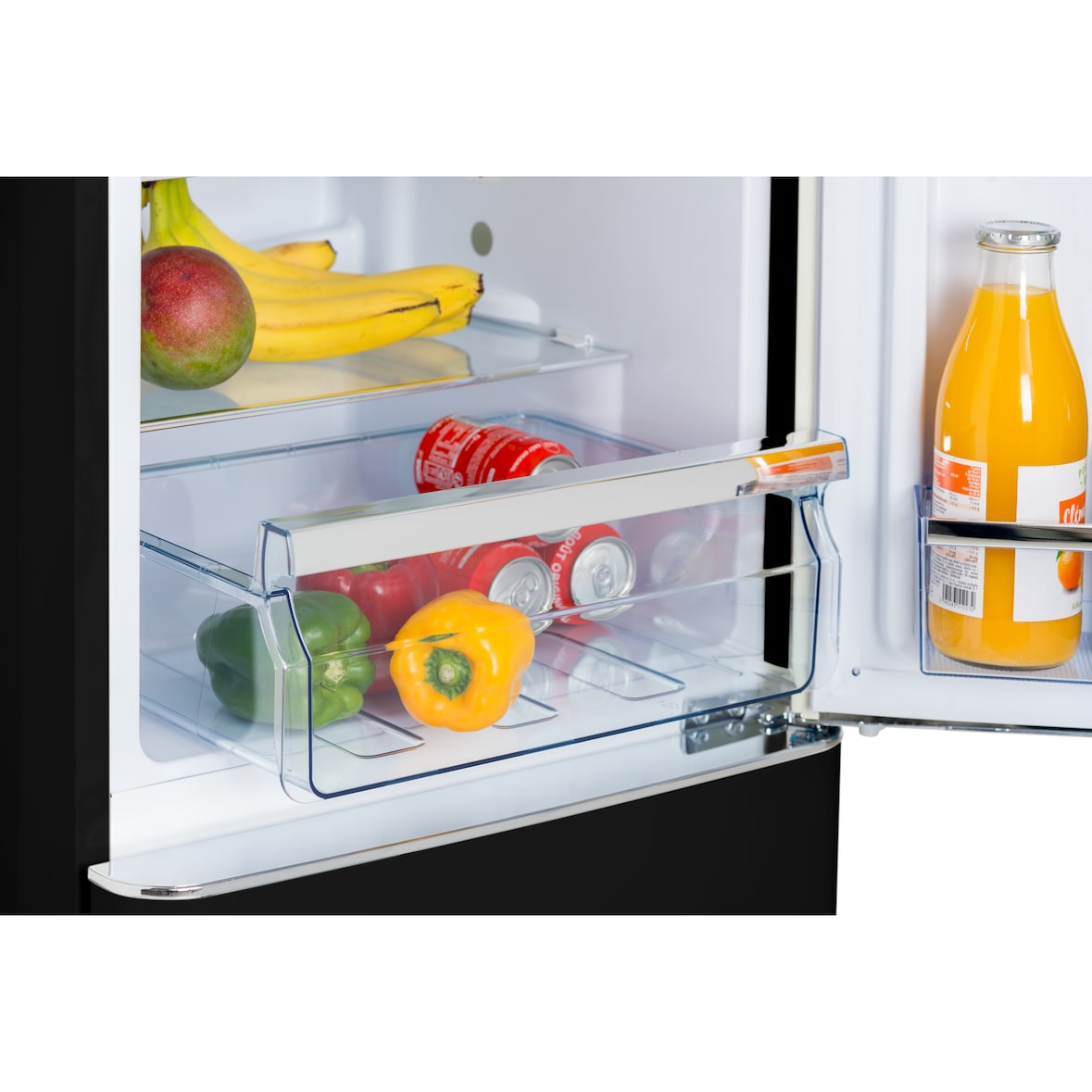 FrigeluX Réfrigérateur combiné design rétro 255L dont congélateur 4* de 63L, Noir CB255RNA++