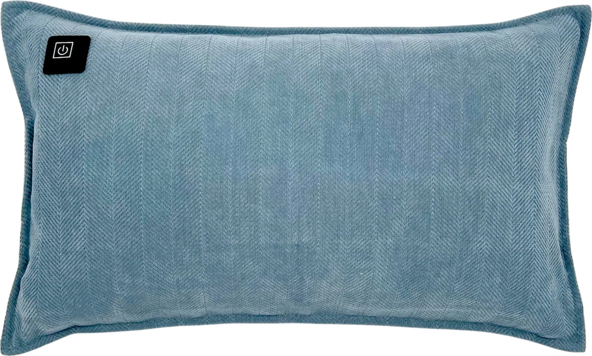 Kabelloses Heizkissen mit Akku (10.000mAh) - Chenille Blau - Wärmekissen 50x30cm inkl. 2,5m USB-Kabel