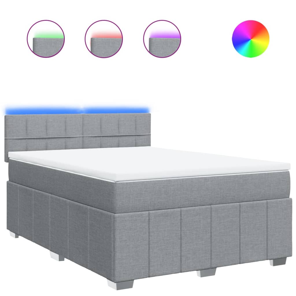 vidaXL Boxspringbett mit Matratze Hellgrau 140x190 cm Stoff