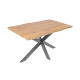 thumbnail of Esstisch Baumkante Holz-Optik Wildeiche 140 x 80 Spider-Gestell silber JOSY
