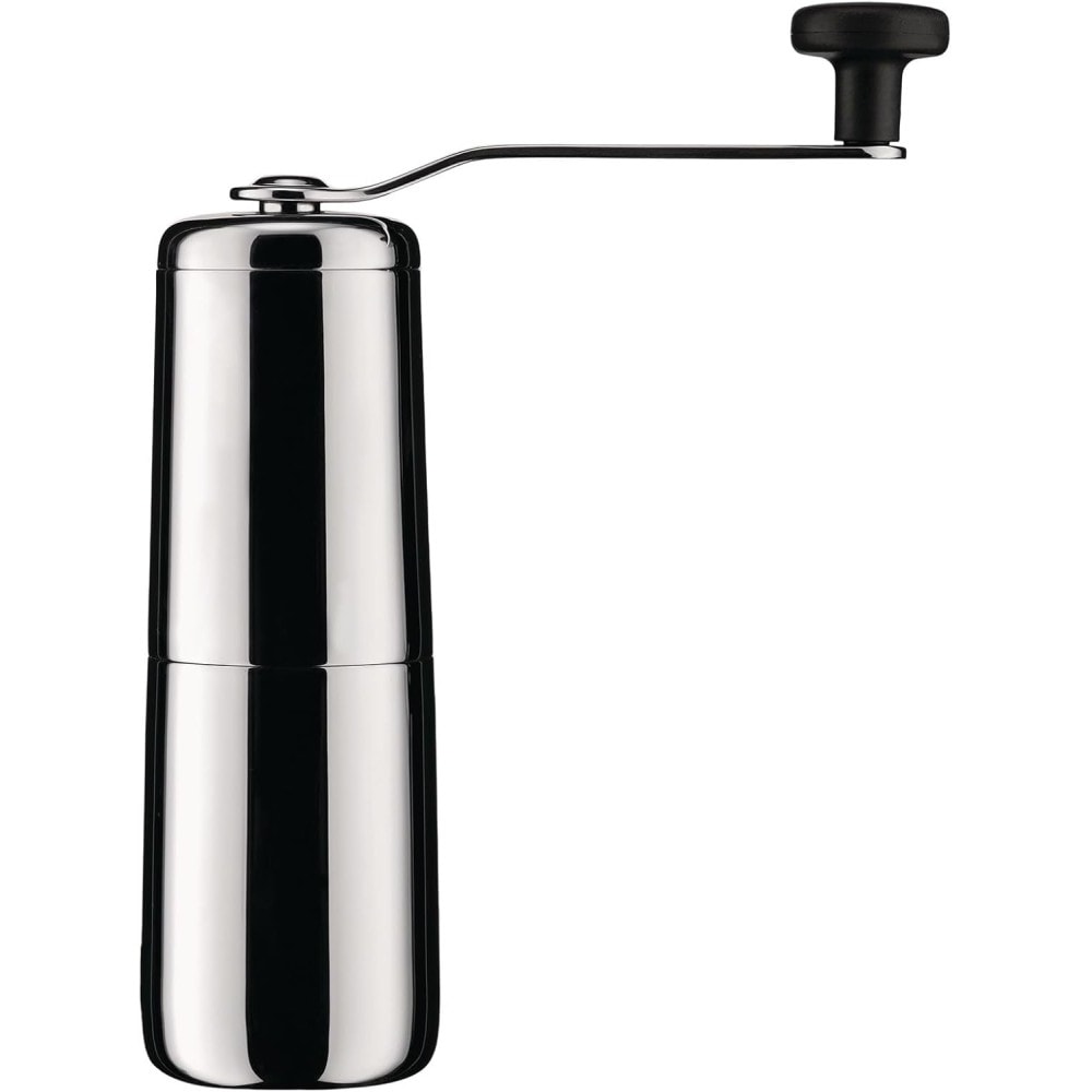 alessi slow coffee kt01 koffiemolen van verchroomd staal, hoogte 21 cm, diameter 16 cm