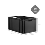 thumbnail of PROREGAL SparSet 10x Eurobox NextGen Grip mit Auflagedeckel & 4 schwarzen Verschlüssen, HxBxT 32x40x60cm, 65L, Schwarz, Griffe offen, Eurobehälter