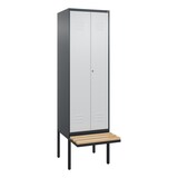 thumbnail of C+P Doppel-Spind Classic PLUS, schwebender Sitzbank aus Buche 2 Abteile, HxBxT 212x60x82cm, Zylinderschloss, Anthrazit/Hellgrau von PROREGAL