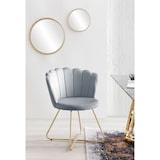 thumbnail of SalesFever Chaise coque en velours | Ensemble de 2 | Pieds chromés couleur or | L 69,5 x P 66 x H 85 cm | gris clair