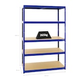 thumbnail of PROREGAL Étagère charge lourde BIG ELEPHANT M, HxLxP 180x120x60cm, 250kg par niveau, Bleu, Étagère robuste de Garage, Atelier