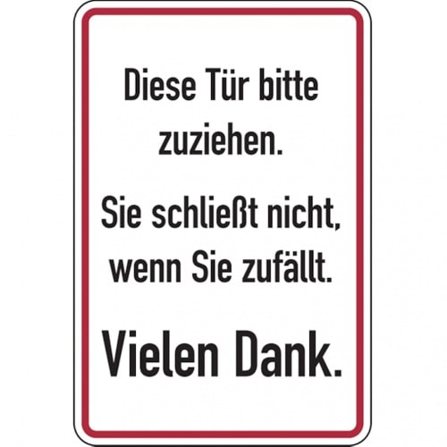 Dreifke® Aufkleber | Hinweisschild, Diese Tür bitte zuziehen, 300 x 200 - 200x300 mm Folie selbstklebend