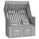 thumbnail of vidaXL Strandkorb mit Kissen Poly Rattan und Massivholz Grau & Weiß