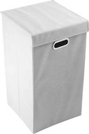 Panier à Linge Rétractable Et Pliable 45 Litres - 3 Poignées, Blanc Et Gris, Gain De Place