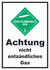 thumbnail of Schild nicht entzündliches Gas non-flammable hochkant A2 Rückseite selbstklebend