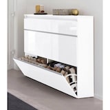 thumbnail of Dmora Schuhschrank Piero, Mehrzweckschrank mit 2 Türen und 1 Klapptür, Eingangsschuhregal, 100 % Made in Italy, cm 120x27h108, glänzend weiß