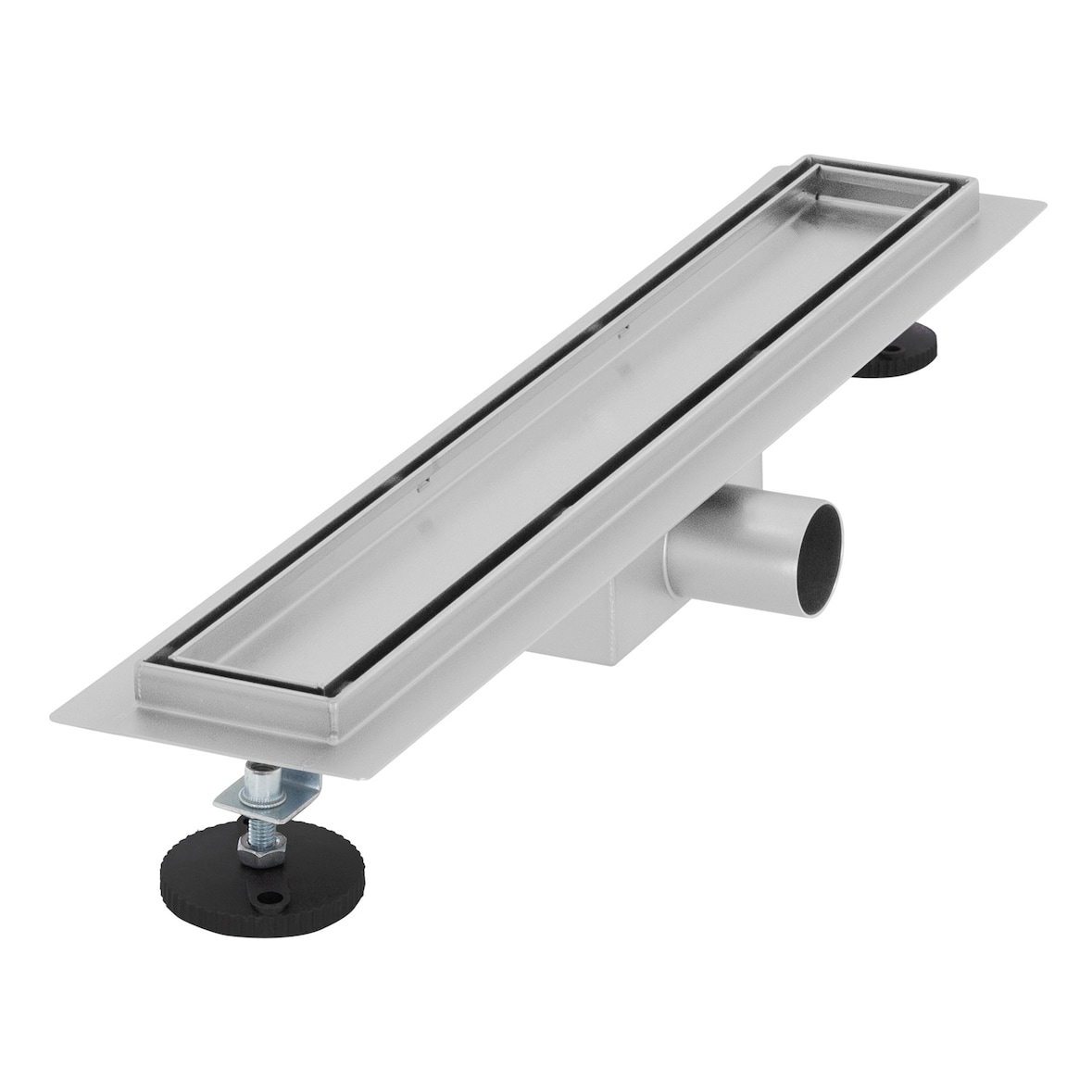 LuxeBath Duschrinne 50 cm 2-in-1 befliesbar Silber – Edelstahl-Bodenablauf extra flach, Komplettset mit Siphon, Geruchsstop & Haarsieb,