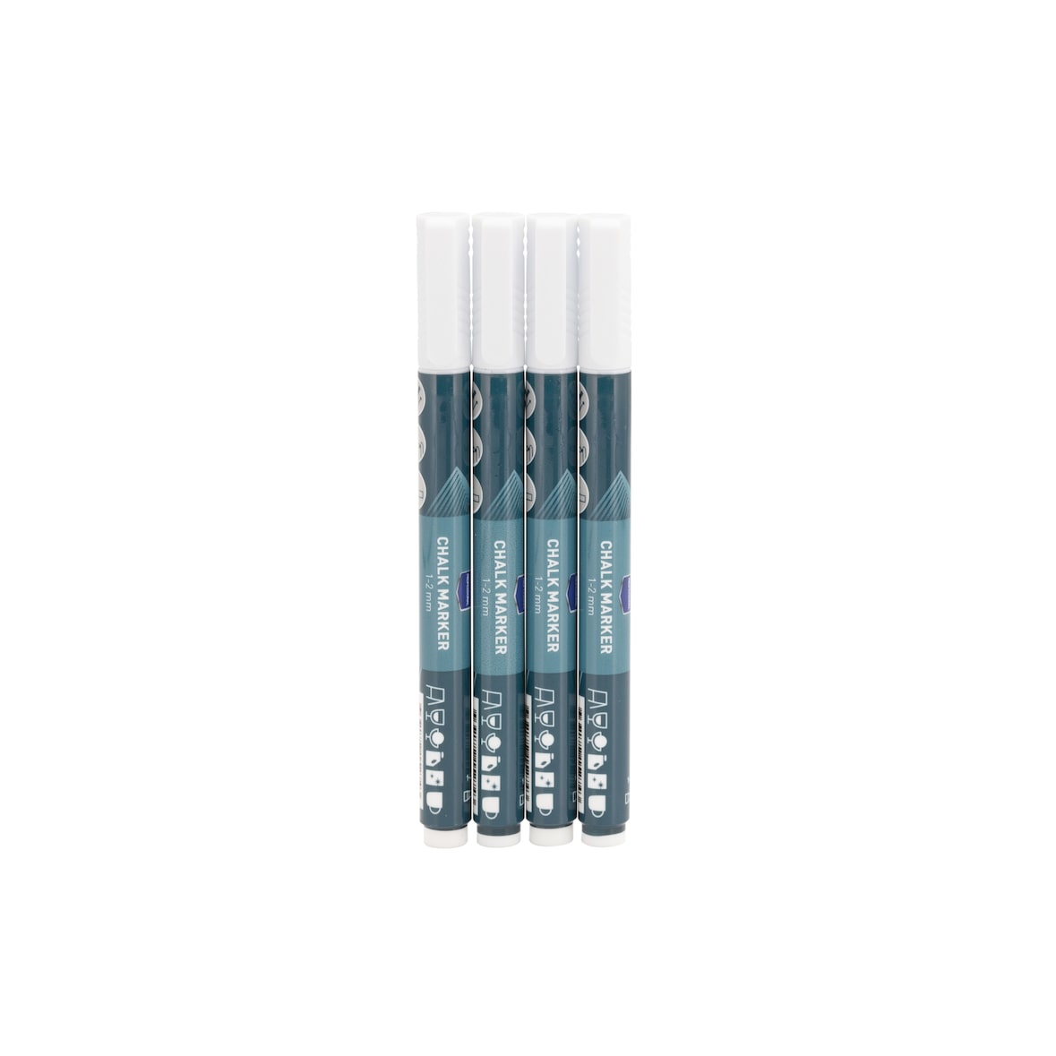 METRO Professional Marqueur craie, 1-2 mm, avec pointe Bullet Point, blanc, 4 pièces