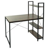 thumbnail of Décoshop26 - Bureau avec étagère table pour ordinateur 100 x 60 cm métal MDF marron 04_0006016