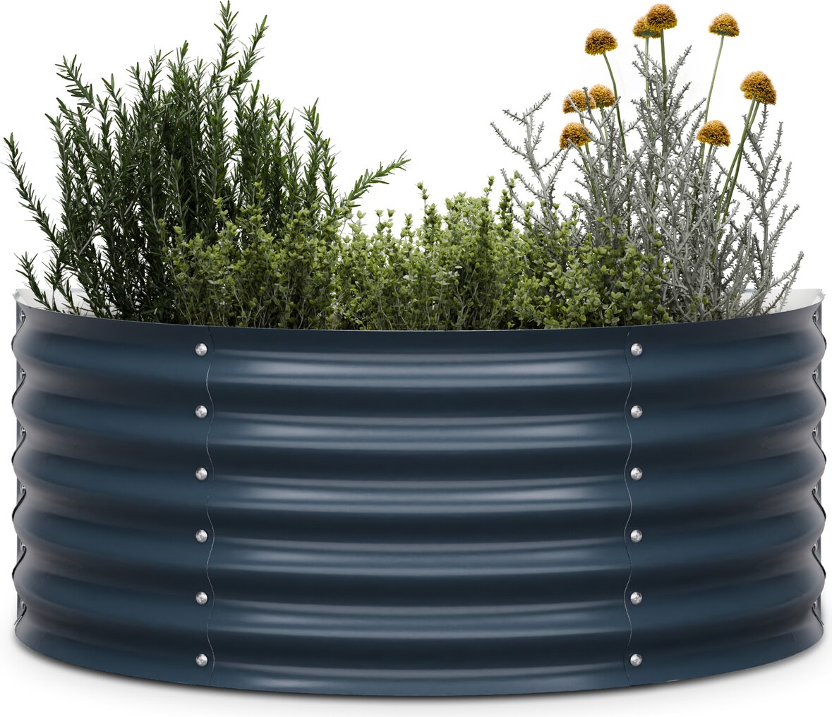 High Grow Half Circle Hochbeet 105 x 43 x 60cm Stahl-Wellblech einfacher Aufbau rost- und frostsicherAnthrazit