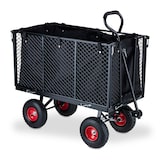 thumbnail of Relaxdays Handwagen, großer Bollerwagen, klappbare Seitenteile, herausnehmbare Plane, mit Griffen, 500 kg, schwarz-rot
