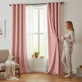 thumbnail of Set Cortinas de Salon Terciopelo Opaca con Ojales, 2 Piezas de 140x260cm color Rosa