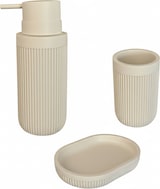thumbnail of Relaxdays Bad Accessoires, 3-teilig, Seifenschale, Seifenspender, Zahnputzbecher, Polyresin, Bad Zubehör Set, beige