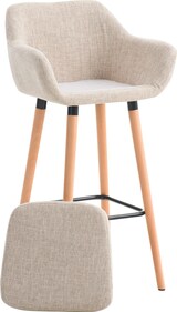 thumbnail of Décoshop26 - Lounge-Barhocker x1 skandinavisches Design cremefarbener Stoffsitz Holzbeine Metallfußstütze 10_0004922
