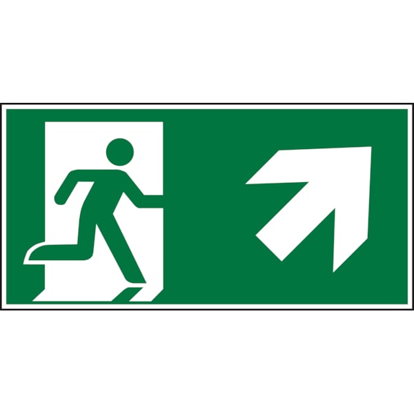 Rettungszeichen, Notausgang aufwärts rechts - ASR A1.3 (DIN EN ISO 7010) - 300x150x1.5 mm Kunststoff