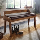 thumbnail of WOHNLING Sitzbank Echtleder 108cm Lederbank Flurbank Rückenlehne Massivholz Bank