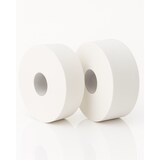 thumbnail of SET: 1x Jumbo-Toilettenpapierspender EDELSTAHL matt + 2 Jumborollen-Toilettenpapier 300m, 2-lagig