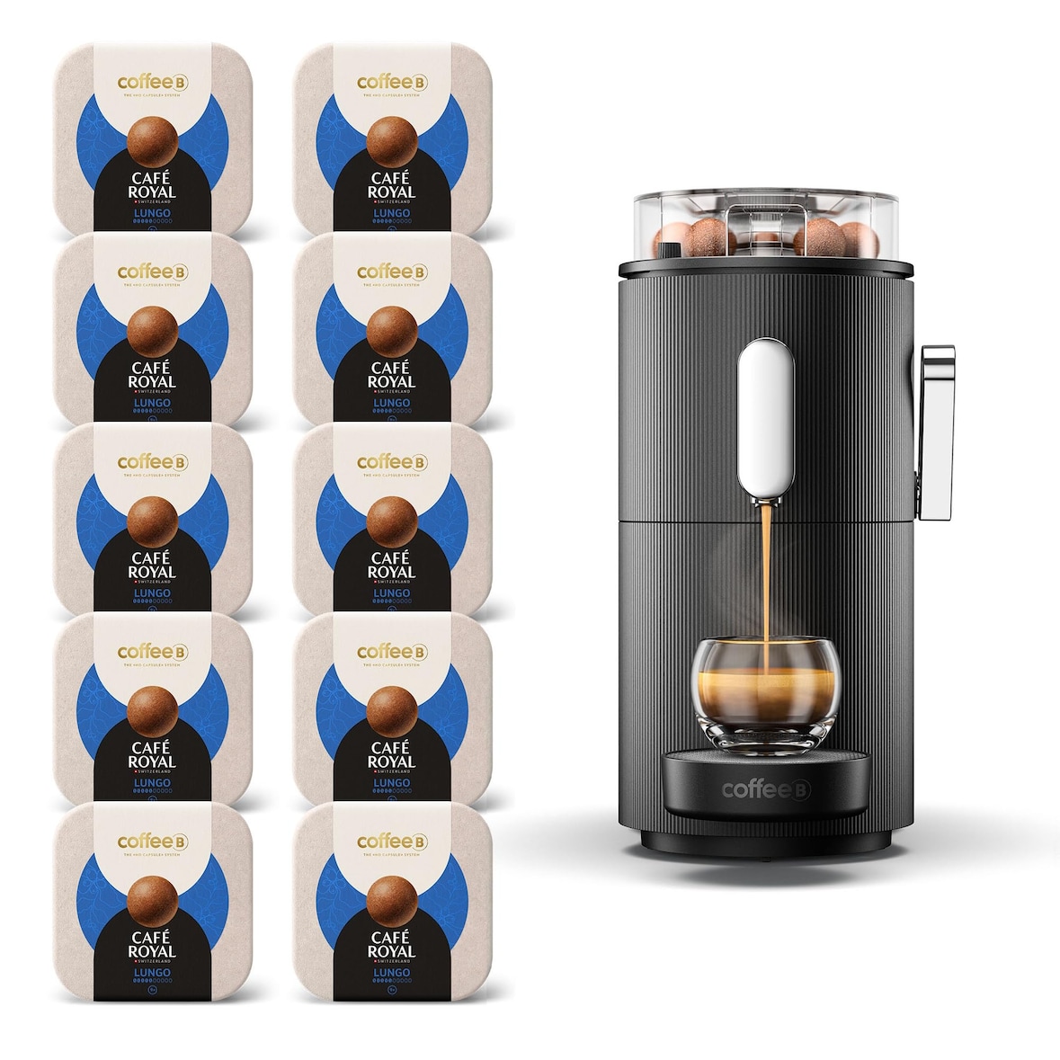 Machine à Café CoffeeB Globe Noir 1.3L avec 90 Coffee Balls Lungo - 100% Compostables