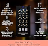 thumbnail of Klarstein Shiraz 18 Uno Weinkühlschrank 50l 18Fl Touch-Bedienfeld 5-18°C Schwarz