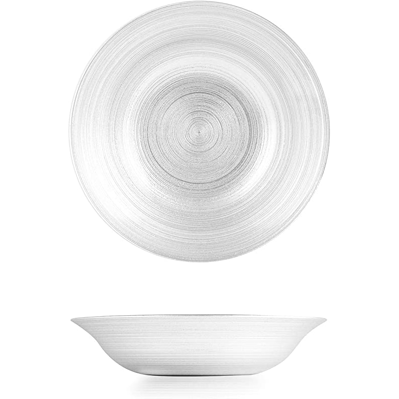 H&H Confezione 6 Piatti Fondi Circle Vetro, Trasparente, Cm 22,5