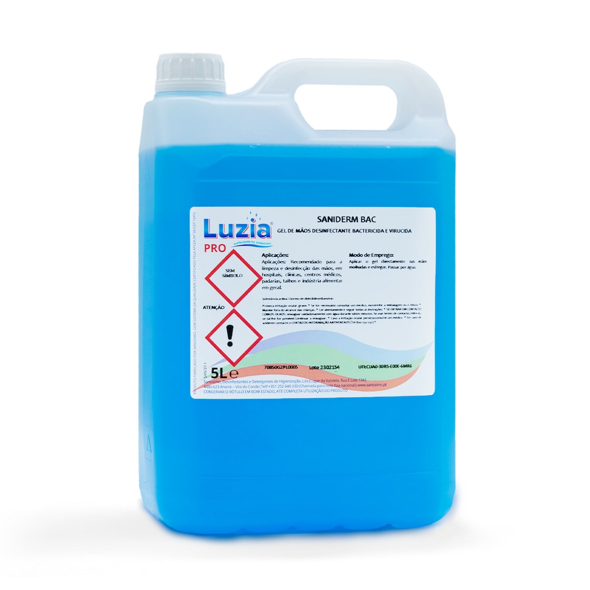 SANIDERM BAC - Gel de Mãos Desinfetante Bactericida -  5litros