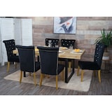 thumbnail of Set di 6 sedie da sala da pranzo HWC-D22, sedia da cucina, velluto borchiato ~ nero, gambe color oro